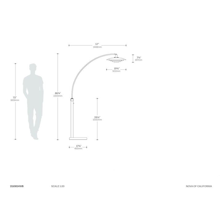 NOVA OF CALIFORNIA Rancho Mirage 1 Light Arc Floor Lamp - Weathered Brass