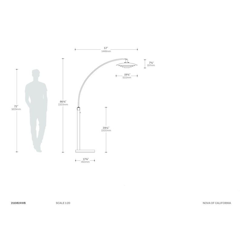 NOVA OF CALIFORNIA Rancho Mirage 1 Light Arc Floor Lamp - Weathered Brass