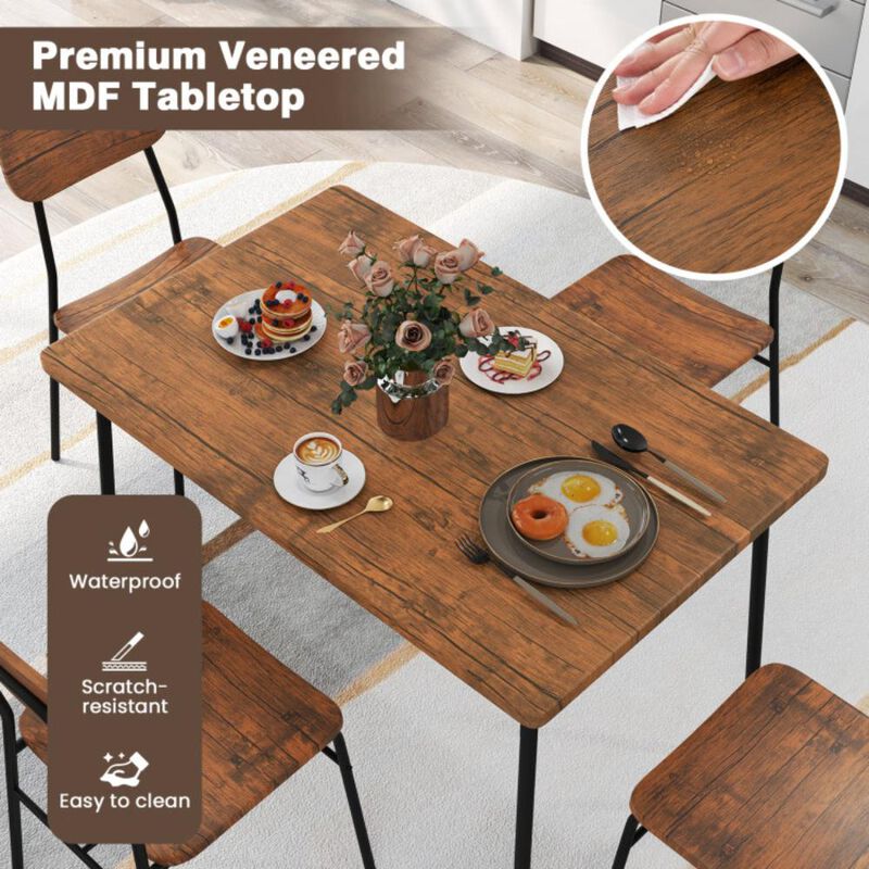 Hivvago 5-Piece Table Set for 4 with Metal Frame and Storage Rack