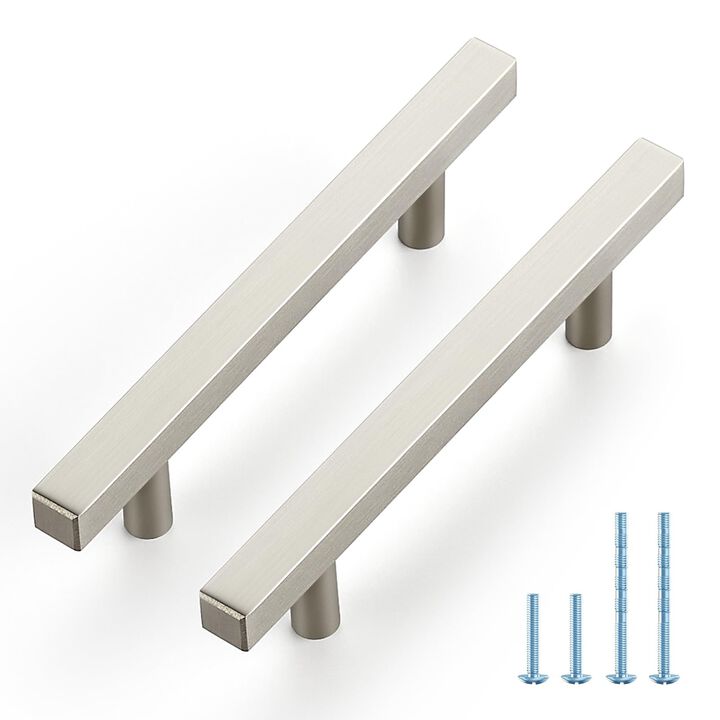 JOY DECOR 30 Pack 3-3/4 Inch Brushed Nickel Square Cabinet Handles Stainless Steel Cabinet Hardware Pulls for Kitchen and Drawer