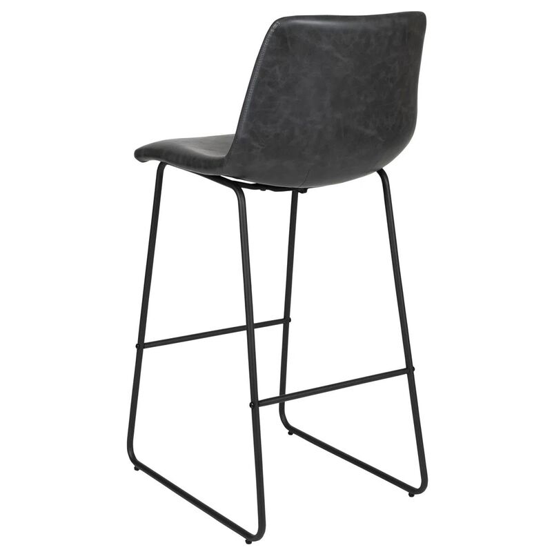 HomeRoots Set of Two 29" Black Faux Leather and Aluminum Bar Height Bar Chairs image number 4