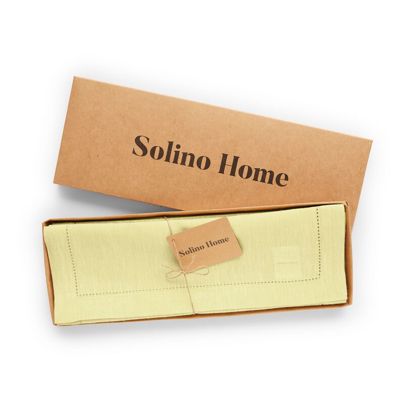 Solino Home Milan 100% Linen Placemats &ndash; Set of 4, 14 x 19 in, Machine Washable, Holiday and Everyday Dining