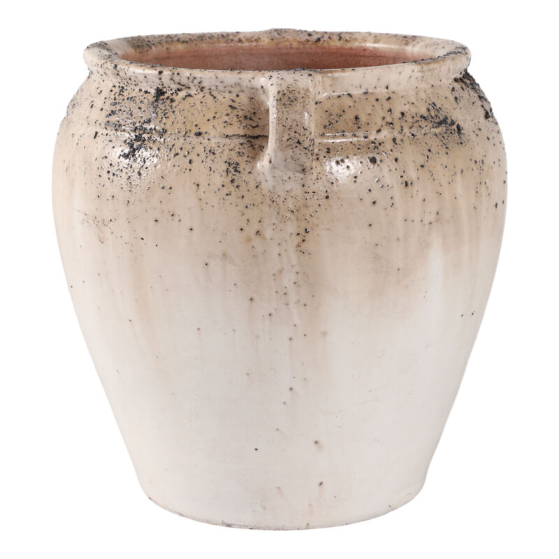 11x10" Textured Terracotta 2-handle Vase,ivry/brwn image number 2