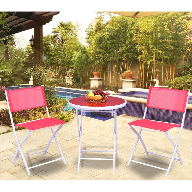 3 Pieces Patio Folding Bistro Set for Balcony or Outdoor Space image number 1