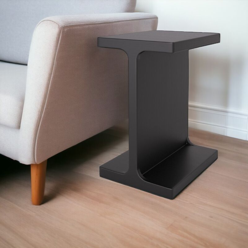 HomeRoots 20" Black Solid Wood Pedestal End Table image number 1