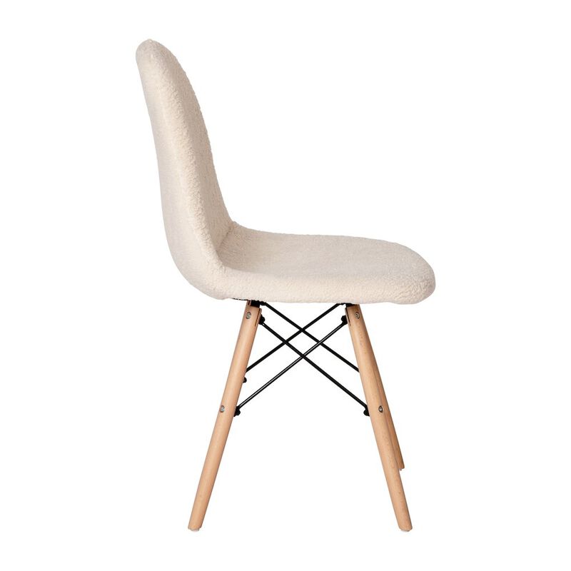 Flash Furniture Padded Armless Faux Shearling Accent Chair with Beechwood Legs in Off-White image number 3