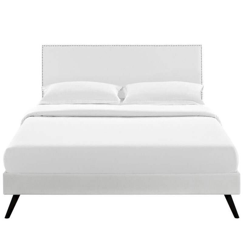 Phoebe Vinyl Full Platform Bed with Round Splayed Legs image number 3
