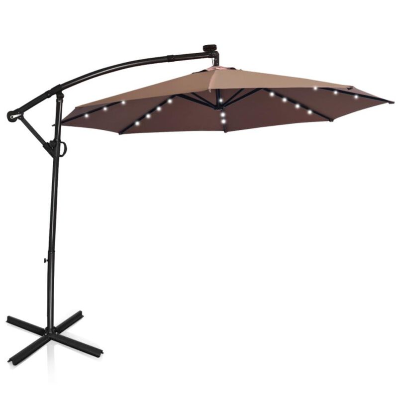 Hivvago 10 Feet 360&deg; Rotation Solar Powered LED Patio Offset Umbrella without Weight Base