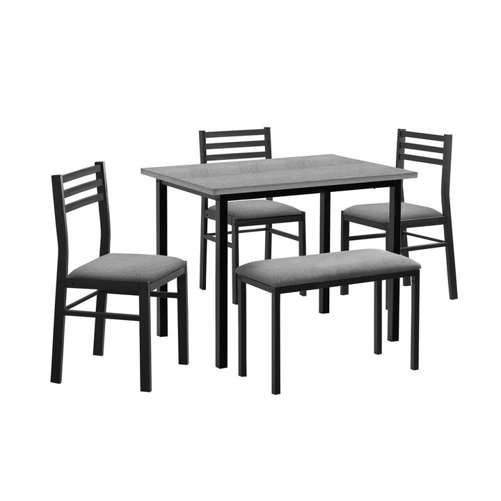 Dining Set, 5pcs Set, 40 Rectangular, Kitchen, Small, Black Metal
