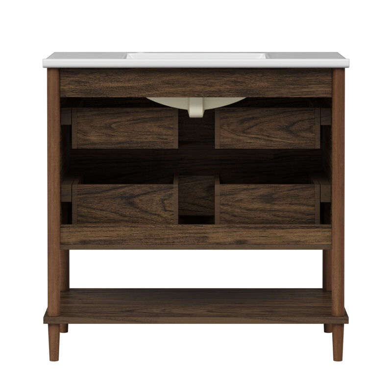 Ellery 36" Single Bathroom Vanity with Two Drawers, Walnut image number 3