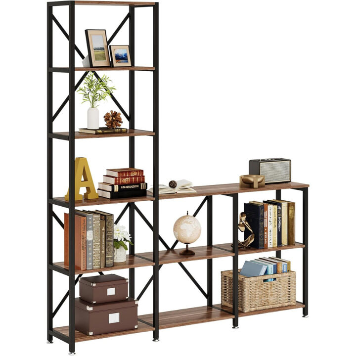 L-Shaped 5-Tier Bookcase for Corner Storage and Room Organization