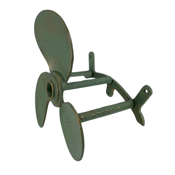 Nautical Propeller Hose Holder &ndash; Verdigris/Bronze, Cast Iron, Holds 75 Ft