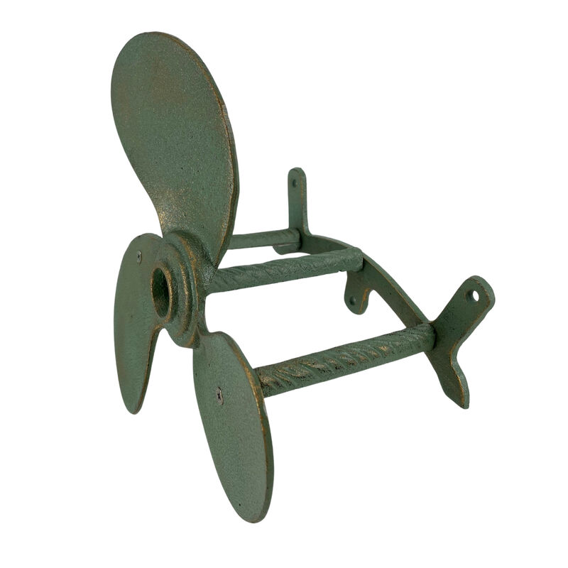 Nautical Propeller Hose Holder &ndash; Verdigris/Bronze, Cast Iron, Holds 75 Ft image number 1