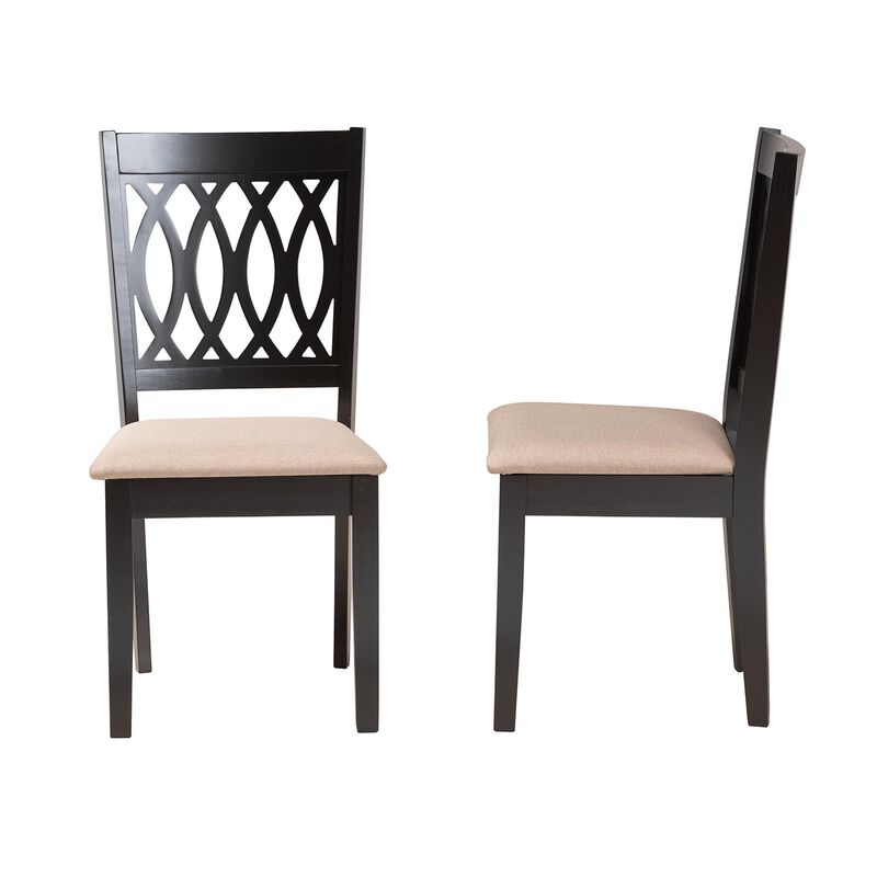 Baxton Studio Florencia Grey Fabric and Walnut Brown Finished Wood 2-Piece Dining Chair Set