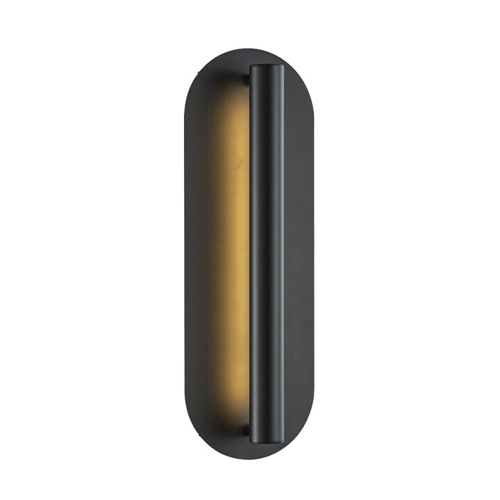 H19" Oval Matte Black 23W Integrated LED Wall Sconce with Acrylic Shade Modern Dusk to Dawn Outdoor Wall Light Waterproof Exterior Light Fixture for Porch Patio