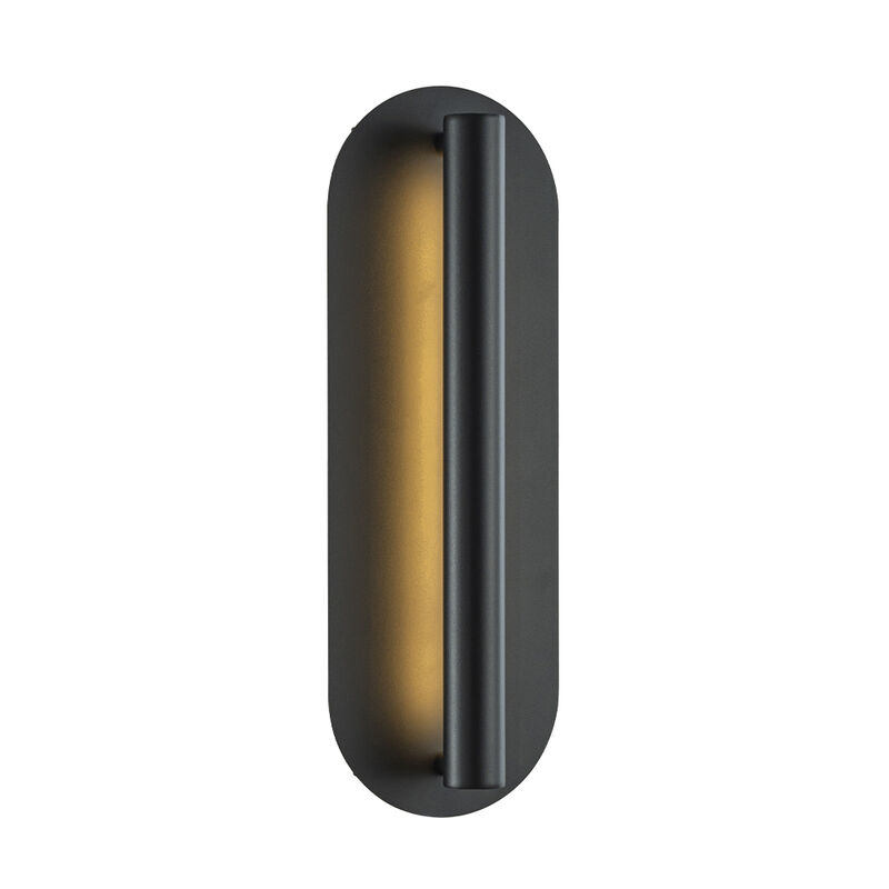 H19" Oval Matte Black 23W Integrated LED Wall Sconce with Acrylic Shade Modern Dusk to Dawn Outdoor Wall Light Waterproof Exterior Light Fixture for Porch Patio image number 0