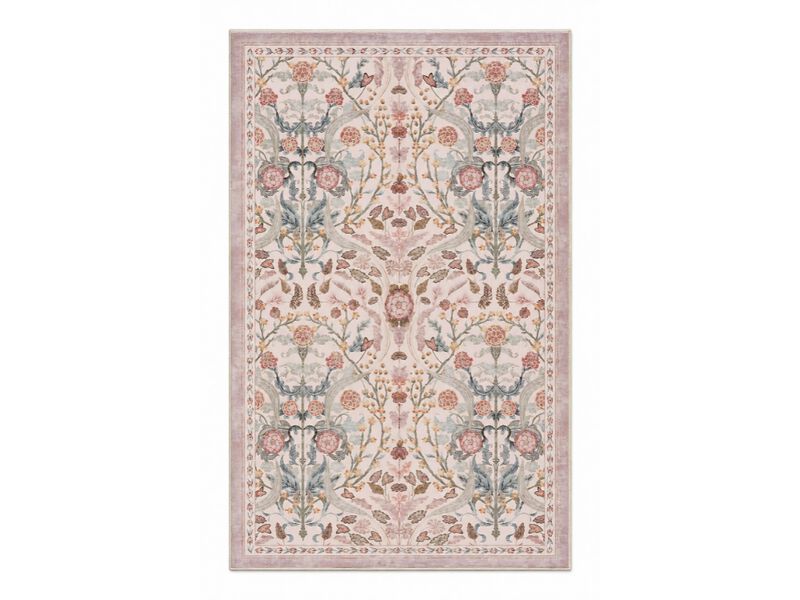 Pink Boho Floral Area Rug 8x10 Washable Non Slip Bedroom Floor Carpet image number 0