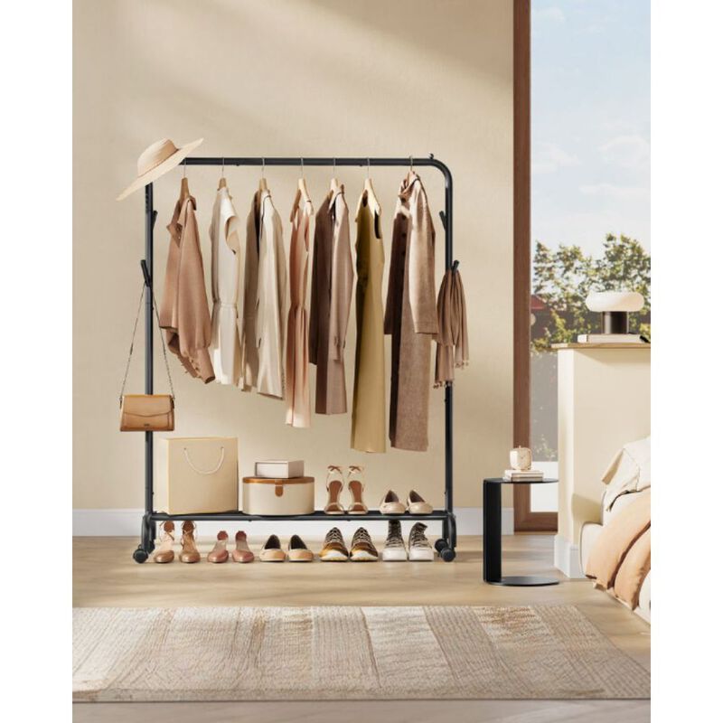 40.7" Wide Single-Rod Clothing Rack with Wheels