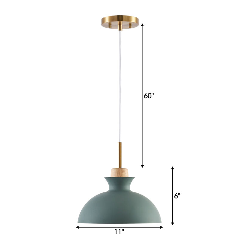 11" Modern Green Dome Pendant Light with Adjustable Cord for Bedroom, Kitchen Island or Living Room image number 5