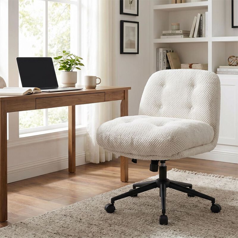 Cross Legged Office Chair No Arms, Adjustable Swivel Wider & Thickened, Ergonomic Desk Chair image number 1