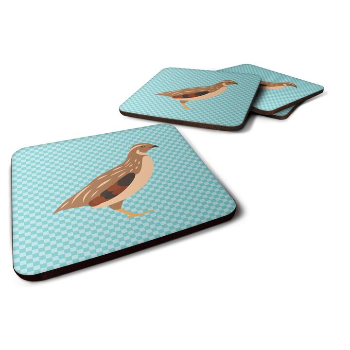 Caroline's Treasures Golden Phoenix Quail Blue Check Decorative coasters, 3.5, Multicolor