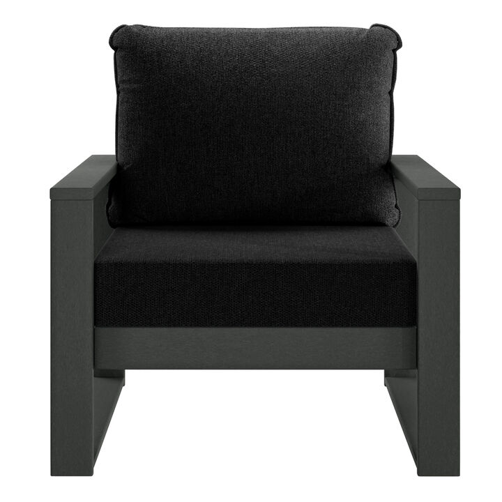WestinTrends Outdoor Modern HDPE Patio Club Chair with Waterproof Deep Seat Cushions