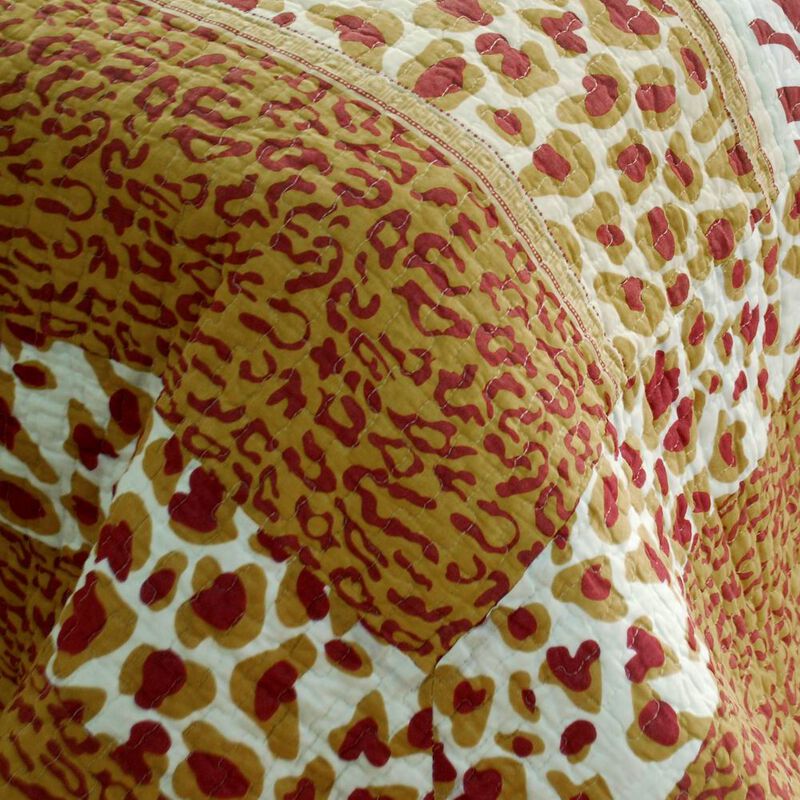 Soft Cotton 3PC Printed Quilt Set, Golden Time Vermicelli Quilted Style-Multicolor image number 3