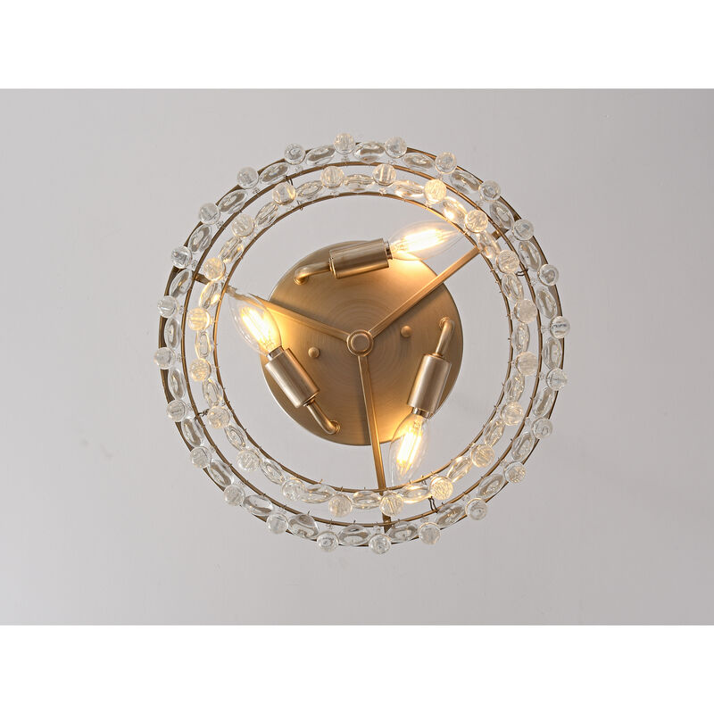 May Brushed Champagne Silver Crystal Teardrop 3-light Flush Mount image number 6