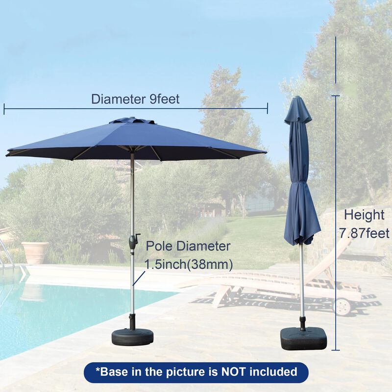 CLIHOME 9FT Outdoor Patio Umbrella with Push Button Tilt and Crank,UV Protection Waterproof Sun Umbrella(Base Not Included) image number 6