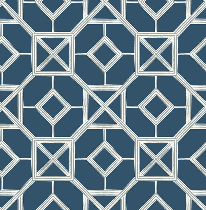 Livia Dark Blue Trellis Wallpaper