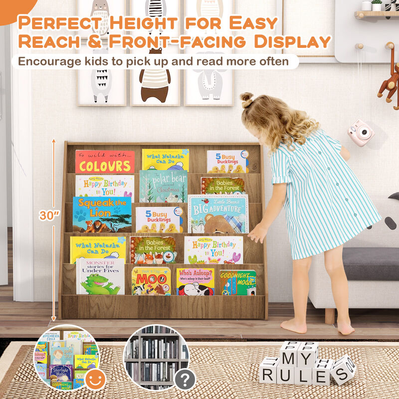 5-Tier Kids Bookshelf with Deep Compartments and Stable Baby Book Case