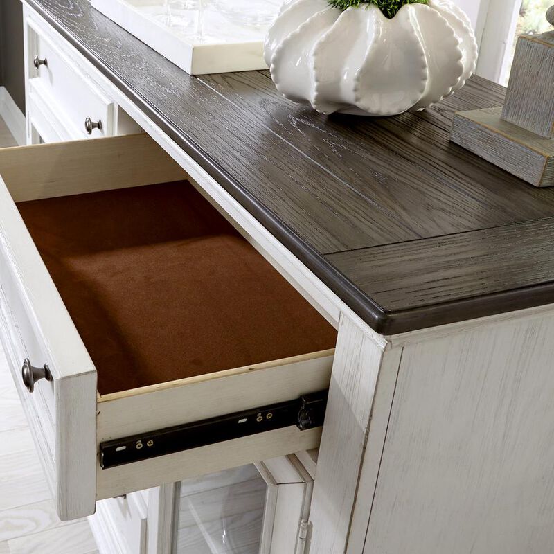 Liberty Furniture Allyson Park Allyson Park Buffet in Wirebrushed White w/ Charcoal Top image number 7