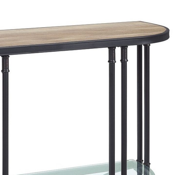 Ley 47 Inch Wood Sideboard Console Sofa Table, Industrial Design, Oak-Benzara