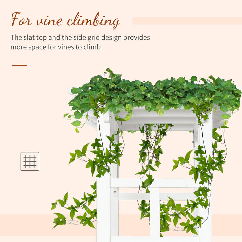 Outsunny 85" Wooden Garden Arbor for Wedding and Ceremony, Outdoor Garden Arch Trellis for Climbing Vines - White