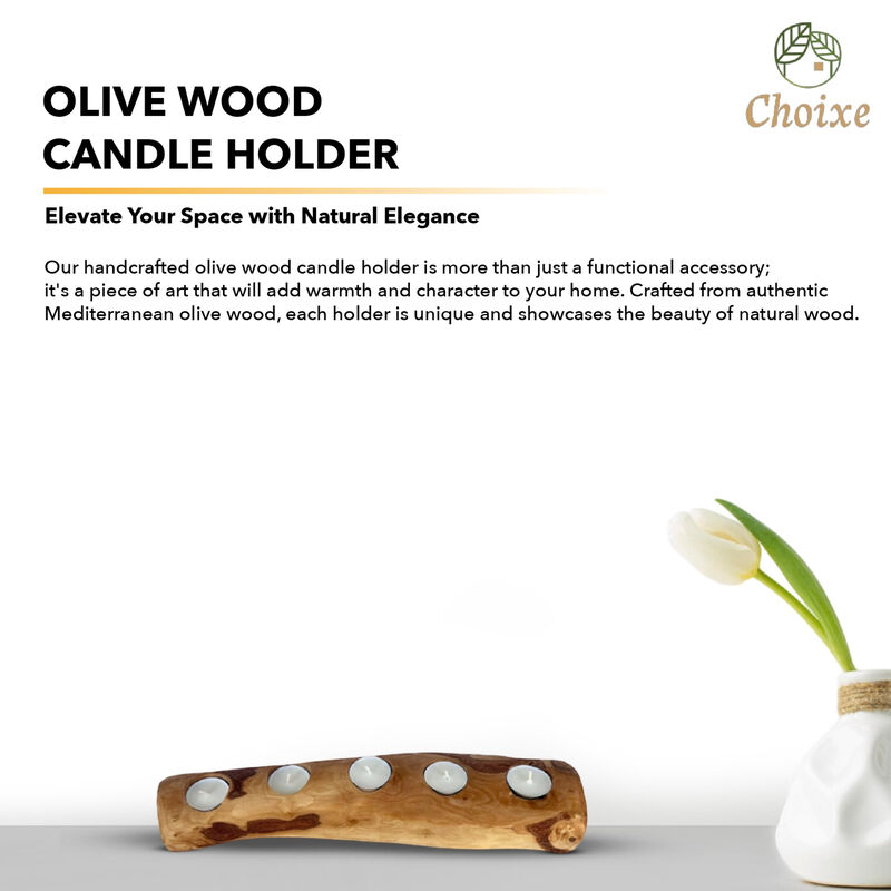 Olive Wood 3-Candle Holder image number 2