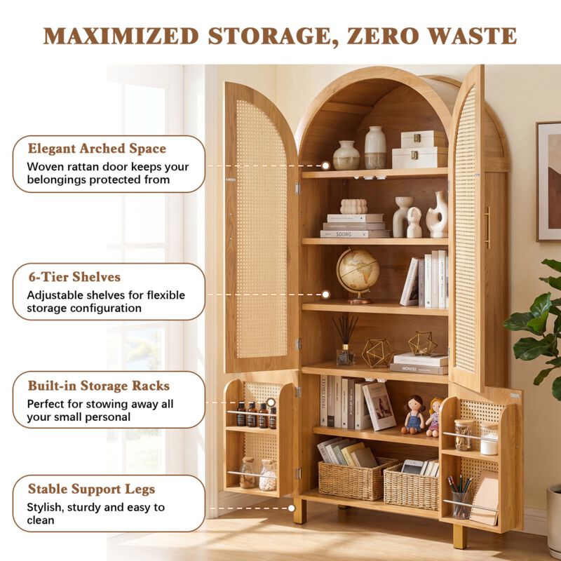 Arched Rattan Door Storage Cabinet image number 5