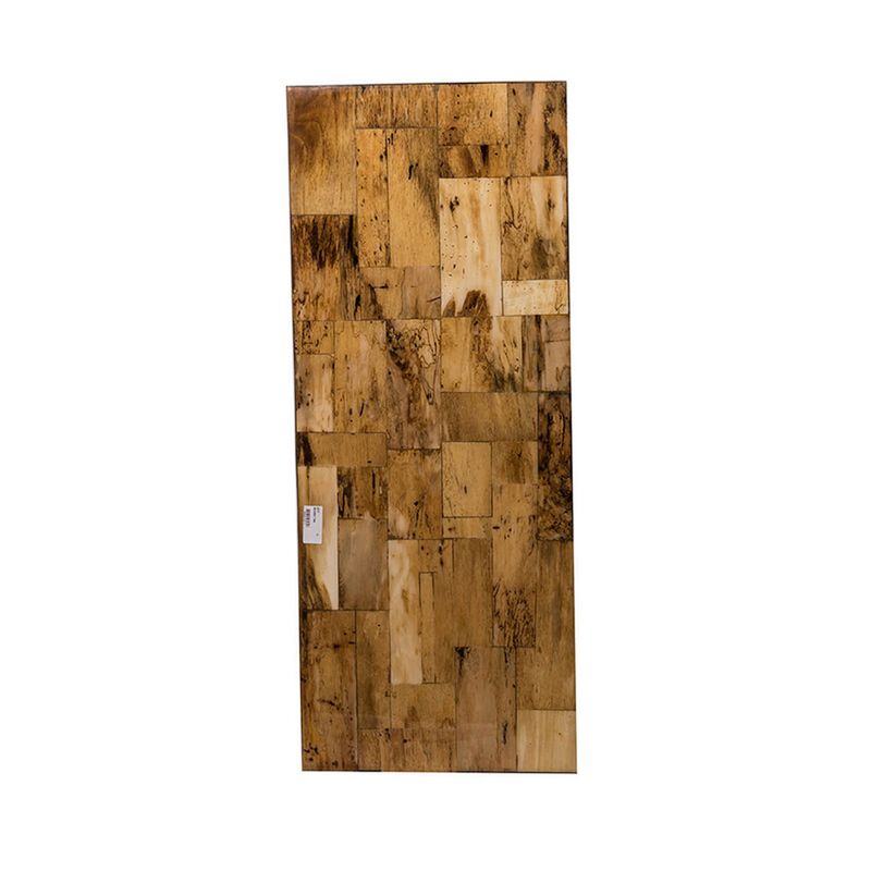 36 Inch Industrial Console Sofa Table, Plank Wood Top, Matte Black Frame