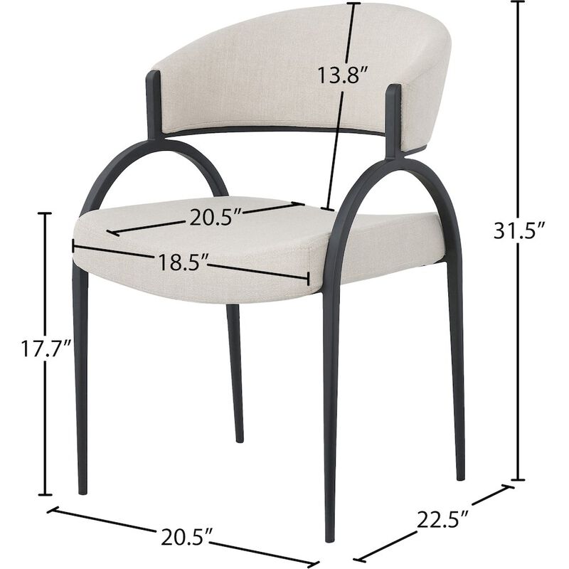 Meridian Furniture Privet Beige Linen Textured Fabric Dining Chair, Set of 2