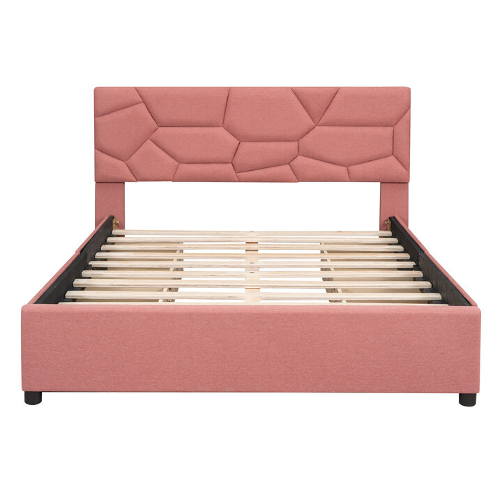 Merax Upholstered Platform Bed with 4 Drawers