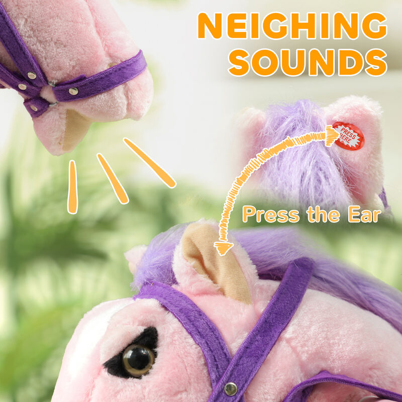 BreeBe Kids Plush Rocking Horse Ride-On with Sound Effects image number 3