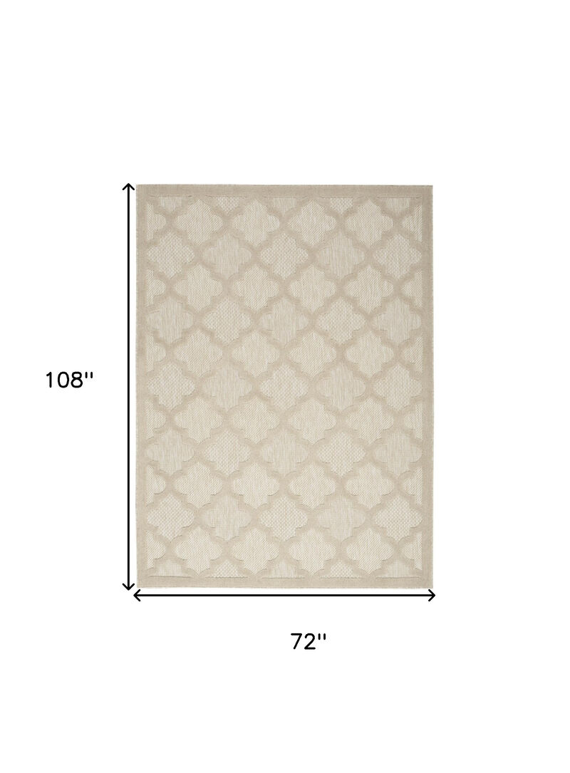 HomeRoots 6' X 9' Cream And Beige Trellis Indoor Outdoor Area Rug image number 4