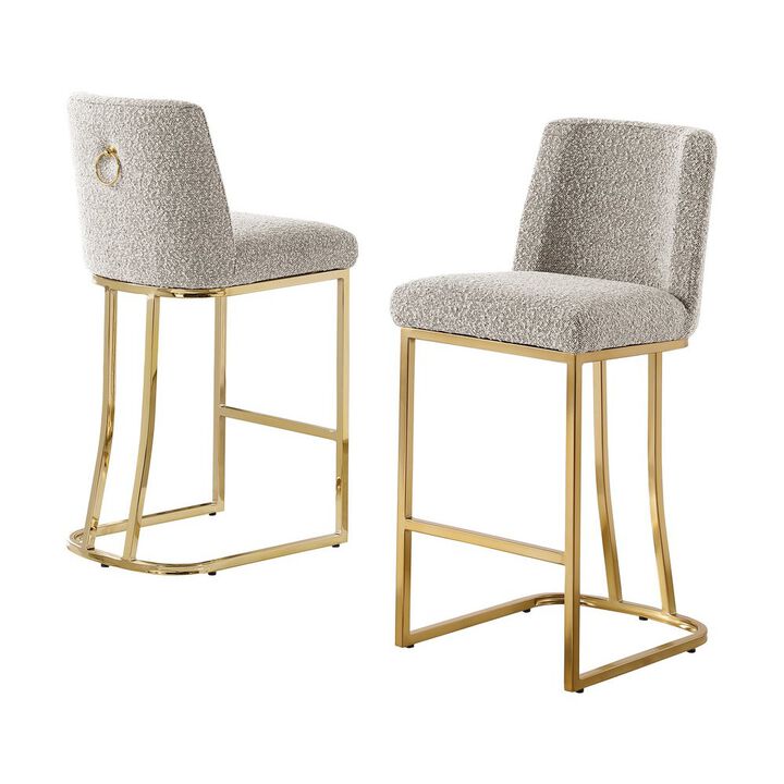 Best Quality Furniture Gray With Gold Base Counter-Height Chairs, Set Of 2
