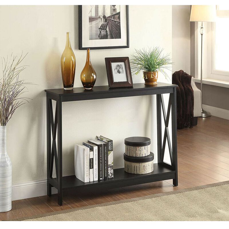 Hivvago Wood Console Sofa Table with Bottom Storage Shelf