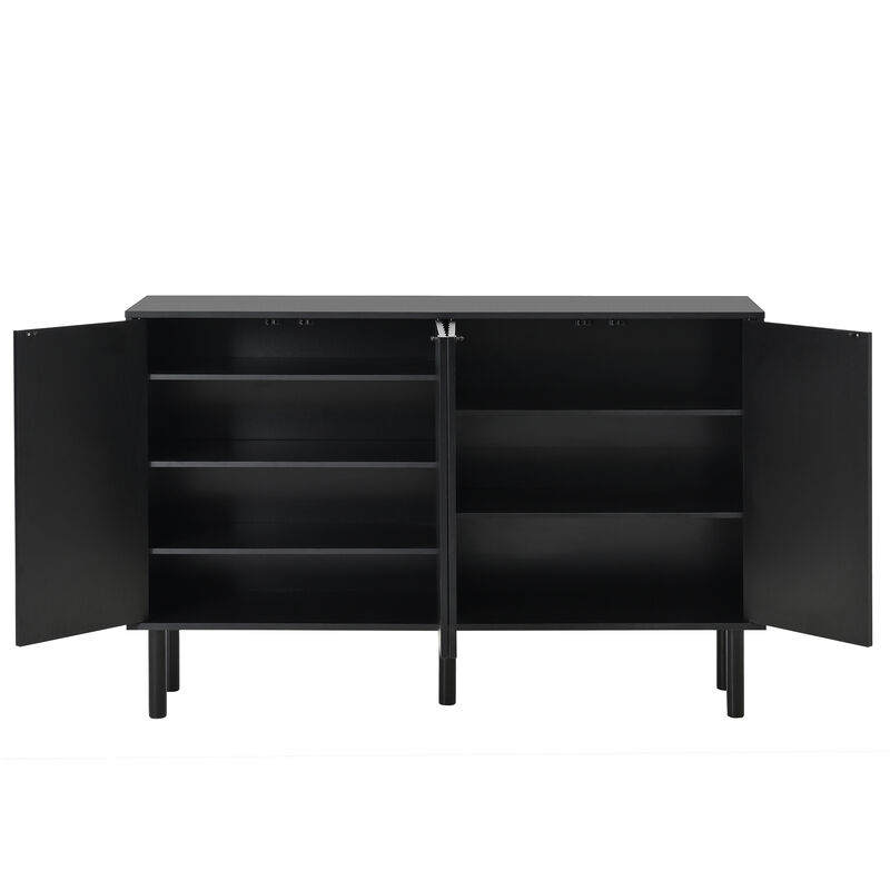 Merax Minimalist Shoe Cabinet  with Fluted Doors