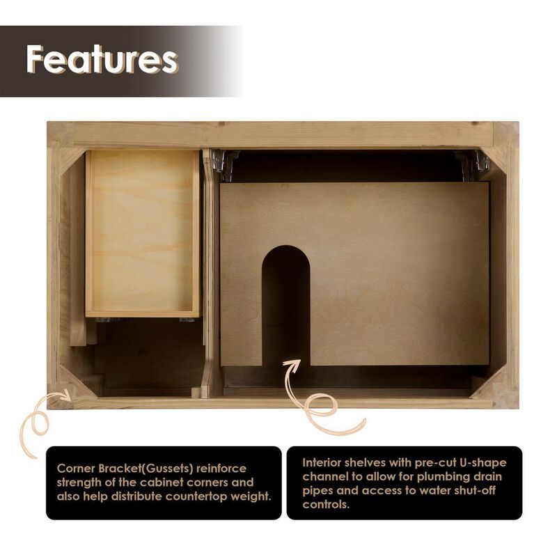 Altair Single Bathroom Cabinet Vanity Base without Top and Sink, no Mirror