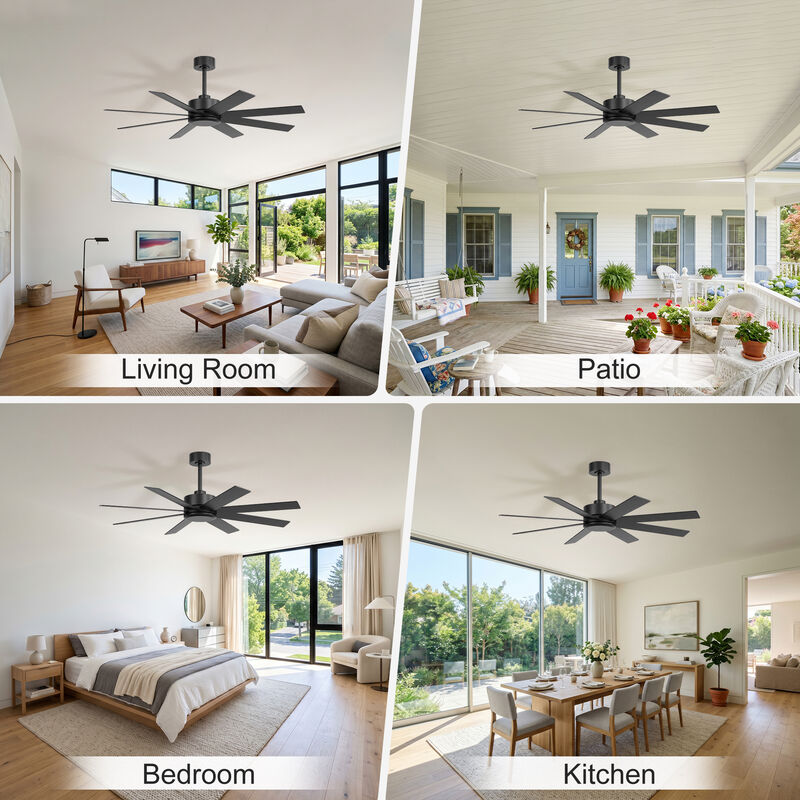 Breezary 52 Inch Ceiling Fan without Light, 8 Reversible Blades,Remote Control, 6 Speed image number 5