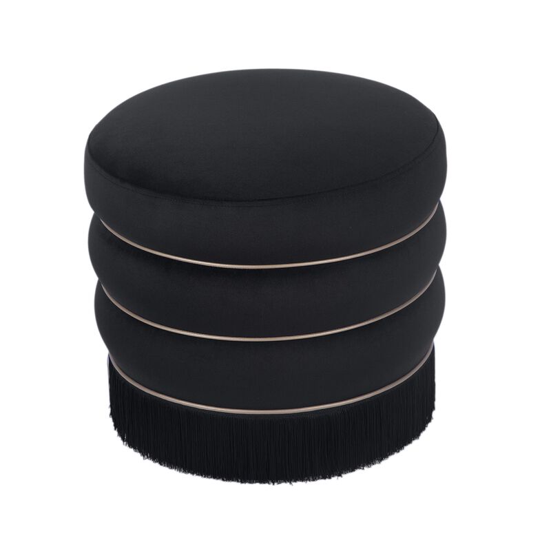 TOV Furniture Lakka Black Velvet Ottoman image number 2