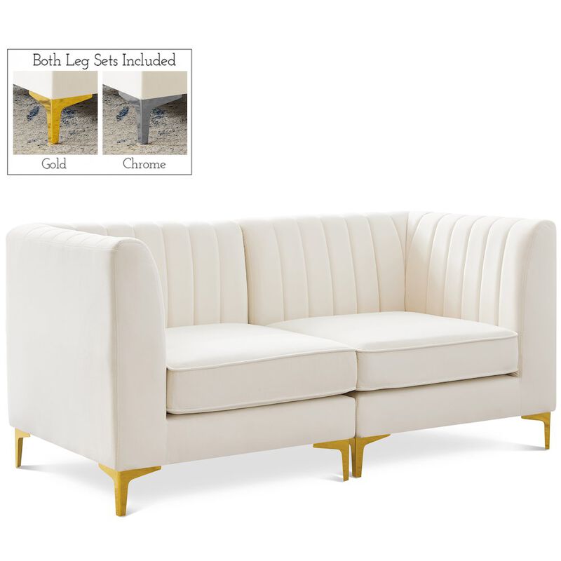 Meridian Furniture Alina Cream Velvet Modular Sofa