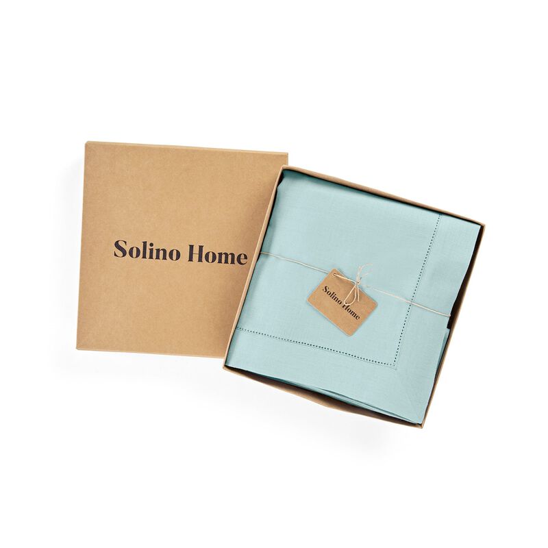 Solino Home Classic Hemstitch 100% Linen Tablecloth &ndash; Handcrafted, Machine Washable, Perfect for Holiday and Everyday Dining