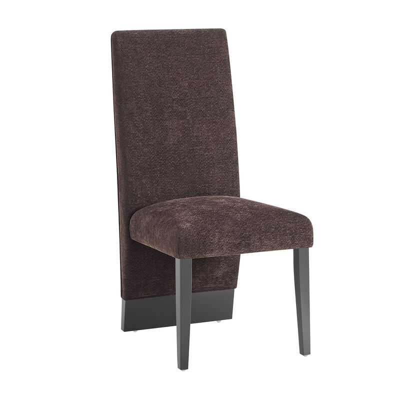 Brown Upholstered Dining Chairs Set of 2 image number 1